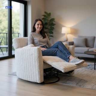 Foto 3 | Blue Room Sillón Reclinable Giratorio Con Mecedora-eléctrico Ashford -tela Acolchonada Café