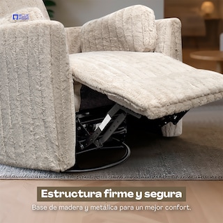 Foto 5 | Blue Room Sillón Reclinable Giratorio Con Mecedora-eléctrico Ashford -tela Acolchonada Café