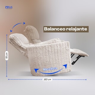Foto 8 | Blue Room Sillón Reclinable Giratorio Con Mecedora-eléctrico Ashford -tela Acolchonada Café