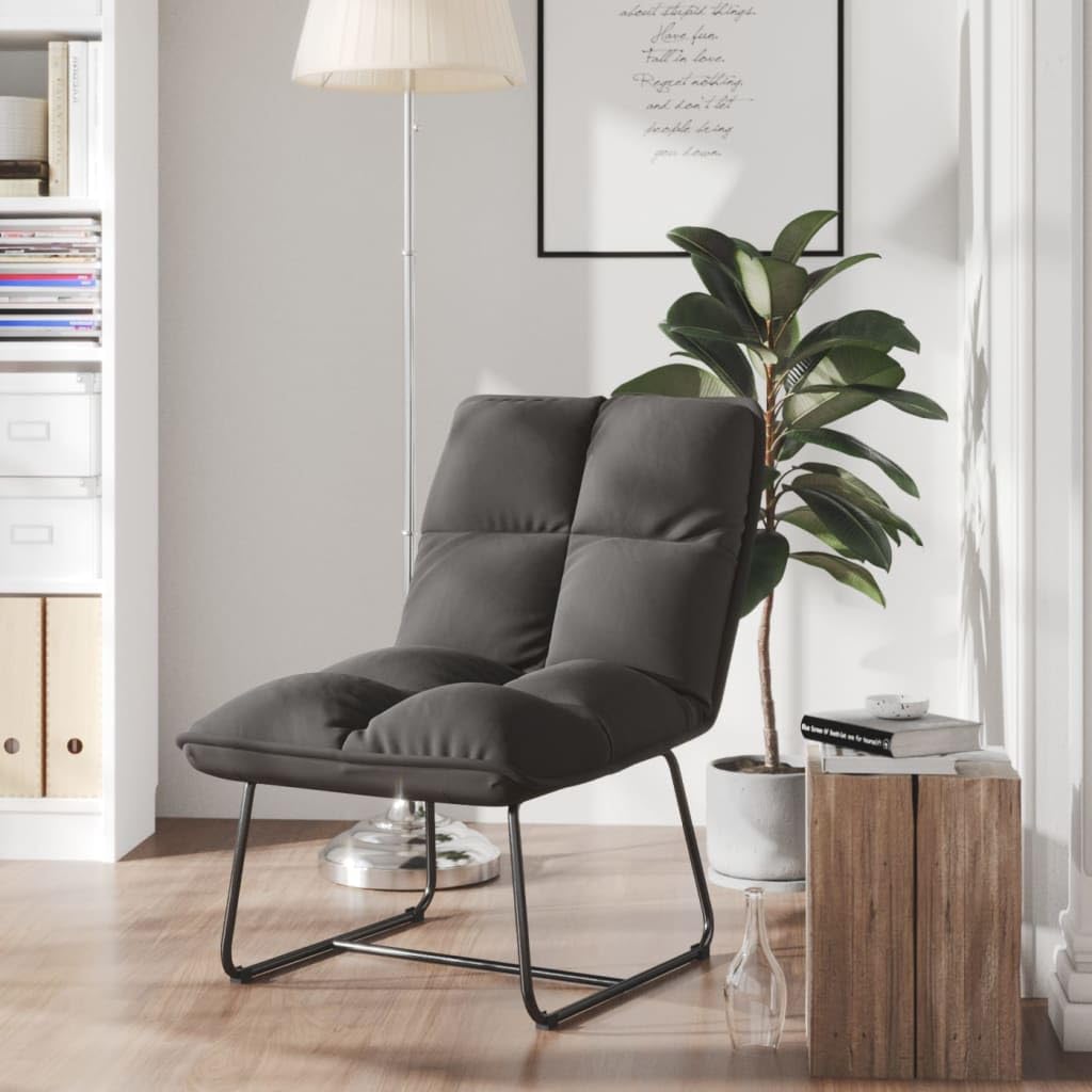 Foto 3 pulgar | Silla De Ocio Vidaxl Furniking Con Estructura Metálica De Terciopelo Gris Oscuro - Venta Internacional.