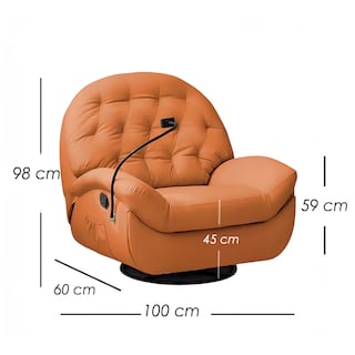 Foto 2 | Ilios Innova | Sofá Naranja Individual Eléctrico Reclinable Con Reposa Pies Soporte Para Teléfonos Y Puerto Usb