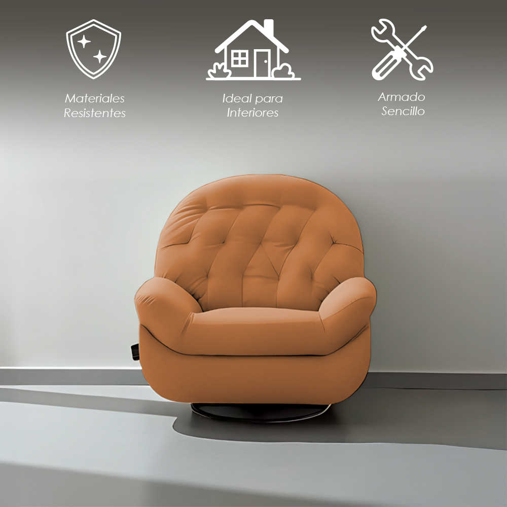 Foto 4 pulgar | Ilios Innova | Sofá Naranja Individual Eléctrico Reclinable Con Reposa Pies  Soporte Para Teléfonos Y Puerto Usb
