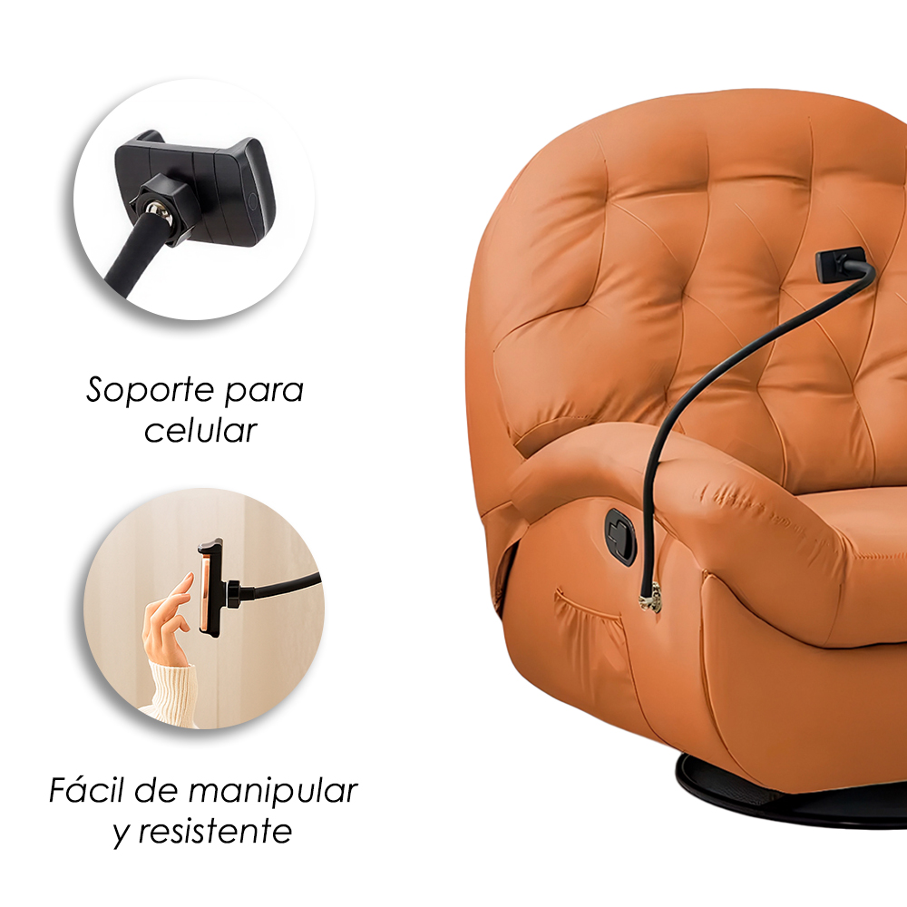 Foto 7 pulgar | Ilios Innova | Sofá Naranja Individual Eléctrico Reclinable Con Reposa Pies  Soporte Para Teléfonos Y Puerto Usb