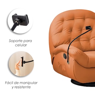 Foto 6 | Ilios Innova | Sofá Naranja Individual Eléctrico Reclinable Con Reposa Pies Soporte Para Teléfonos Y Puerto Usb