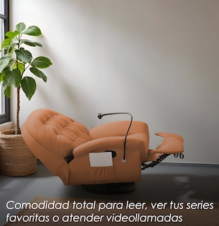 Foto 7 | Ilios Innova | Sofá Naranja Individual Eléctrico Reclinable Con Reposa Pies Soporte Para Teléfonos Y Puerto Usb