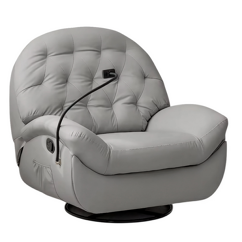 Ilios Innova | Sofá Gris Individual Eléctrico Reclinable Con Reposa Pies  Soporte Para Teléfonos Y Puerto Usb