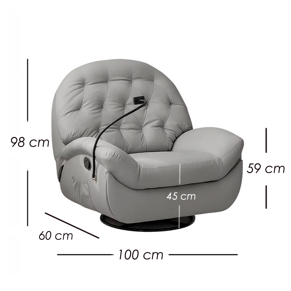 Foto 3 pulgar | Ilios Innova | Sofá Gris Individual Eléctrico Reclinable Con Reposa Pies  Soporte Para Teléfonos Y Puerto Usb
