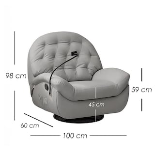 Foto 2 | Ilios Innova | Sofá Gris Individual Eléctrico Reclinable Con Reposa Pies Soporte Para Teléfonos Y Puerto Usb