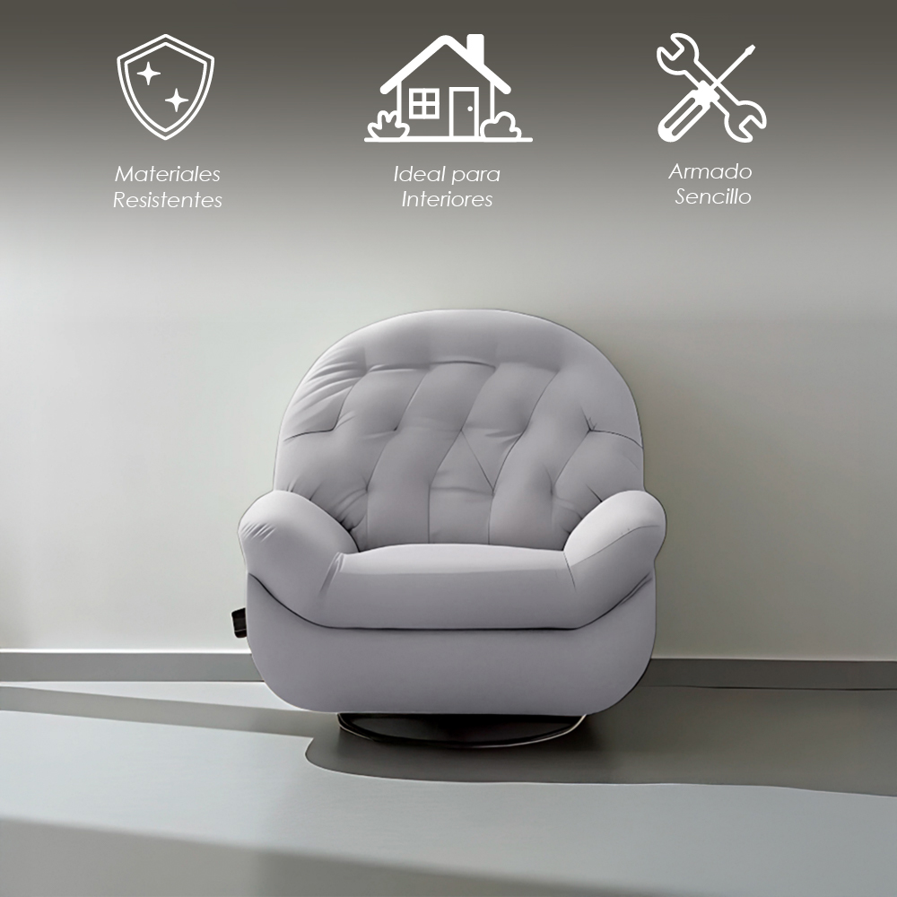 Foto 4 pulgar | Ilios Innova | Sofá Gris Individual Eléctrico Reclinable Con Reposa Pies  Soporte Para Teléfonos Y Puerto Usb