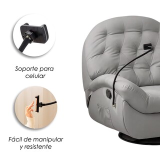 Foto 6 | Ilios Innova | Sofá Gris Individual Eléctrico Reclinable Con Reposa Pies Soporte Para Teléfonos Y Puerto Usb