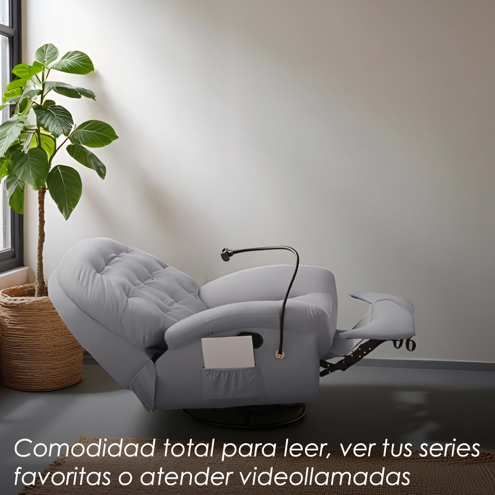 Foto 8 pulgar | Ilios Innova | Sofá Gris Individual Eléctrico Reclinable Con Reposa Pies  Soporte Para Teléfonos Y Puerto Usb