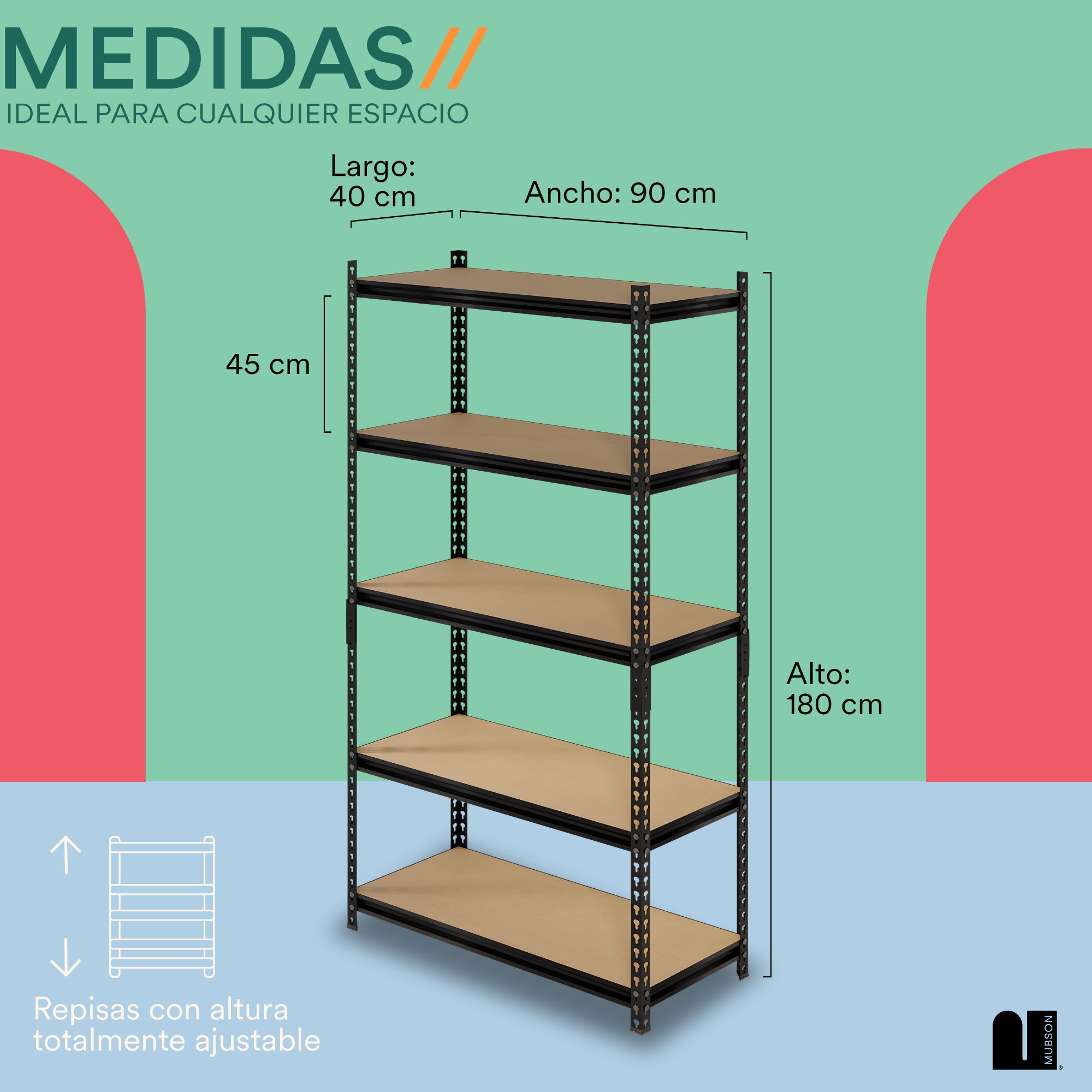 Foto 4 | Estante Organizador Mubson Astel 5 Repisas color Café