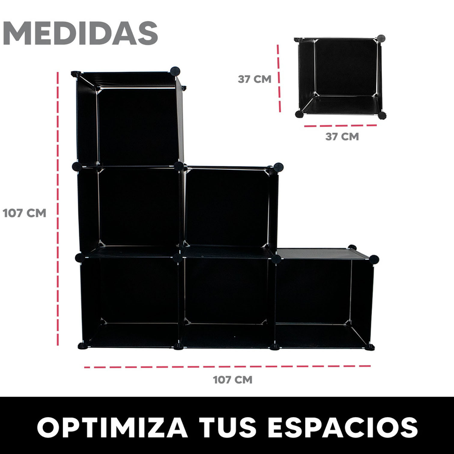 Foto 2 | Estanterías En Forma De Cubo Jauz Improvement Color Negro Para Almacenamiento Y Organización