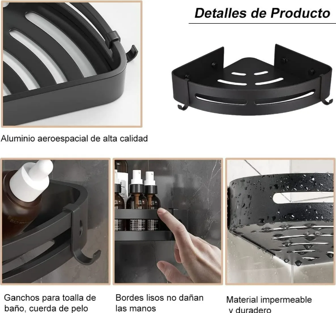 Foto 3 pulgar | 2 Xtellar Piezas Estante Para Baño Esquinero Regadera Cocina