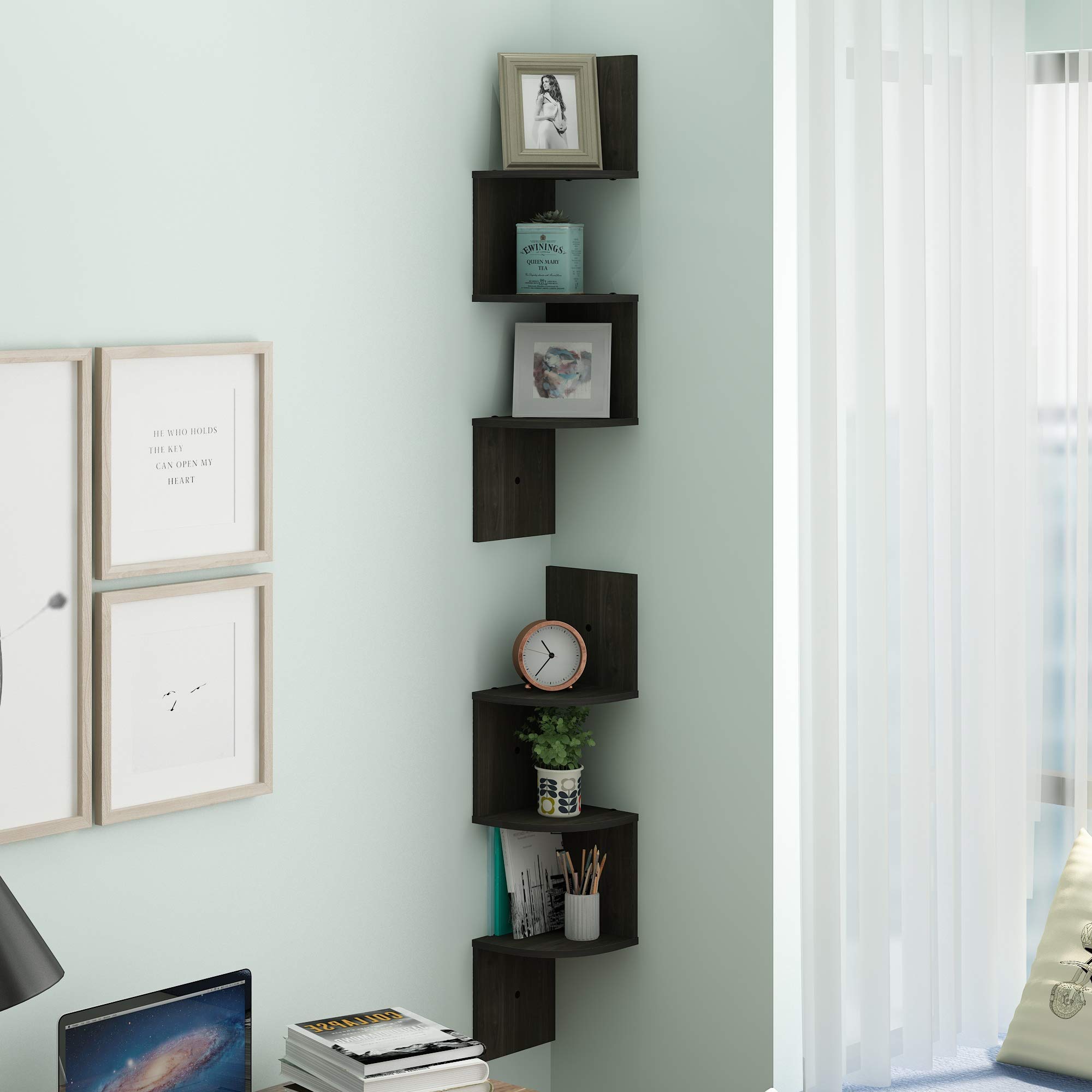Foto 4 pulgar | Estante De Esquina Flotante Furinno Rossi De 3 Niveles Para Montaje En Pared, Juego De 2 - Venta Internacional.