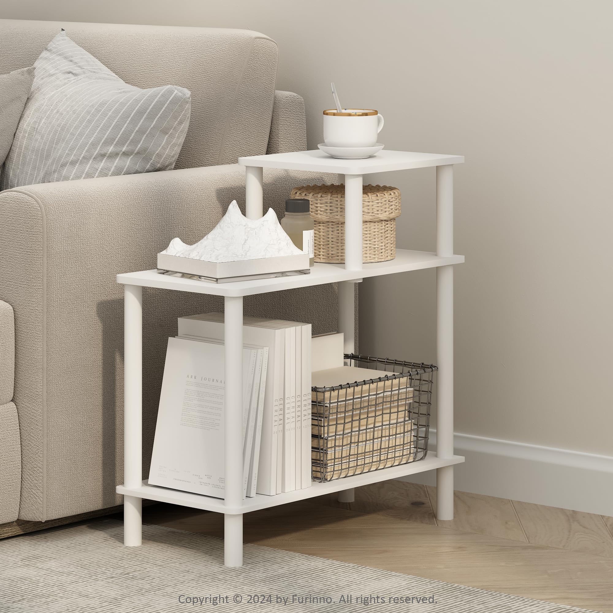 Foto 3 | Mesa Auxiliar Furinno 3 Niveles Blanco - Venta Internacional