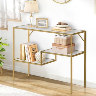 Foto 1 | Mesa Consola Dorado 100cm Mesa De Entrada Moderna 3 Niveles Gomyhome