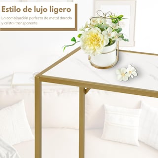 Foto 7 | Mesa Consola Dorado 100cm Mesa De Entrada Moderna 3 Niveles Gomyhome