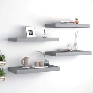 Foto 2 | Estantes De Pared Vidaxl Modernos De Mdf En Forma De Panal De Abeja Color Gris Juego De 4 - Venta Internacional.