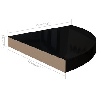 Foto 4 | Estantería De Esquina Vidaxl Flotante De Madera De Densidad Media 35 X 35 X 4 Cm Color Negro Brill - Venta Interna