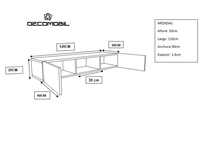 Foto 5 pulgar | Repisa Escritorio Flotante con Puertas para TV Elegante