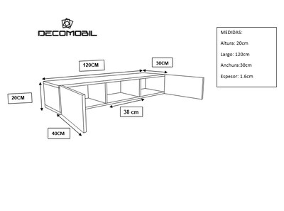 Foto 4 | Repisa Escritorio Flotante con Puertas para TV Elegante