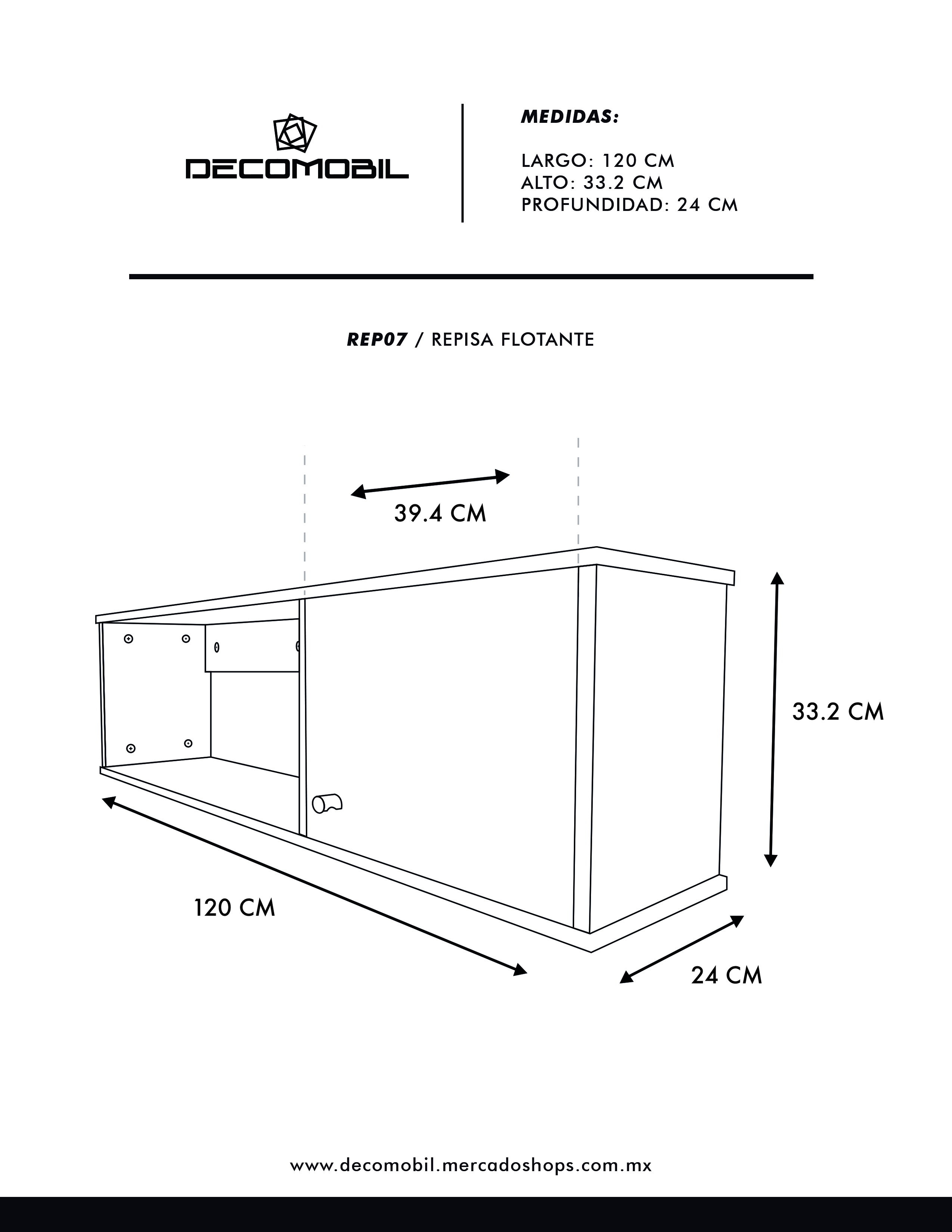 Foto 7 pulgar | Repisa Flotante para TV Minimalista con Puerta