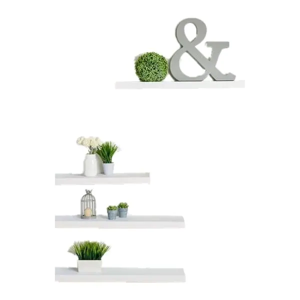 Foto 2 pulgar | Set De 4 Repisas Flotantes Pagoda Minimalista Blanca