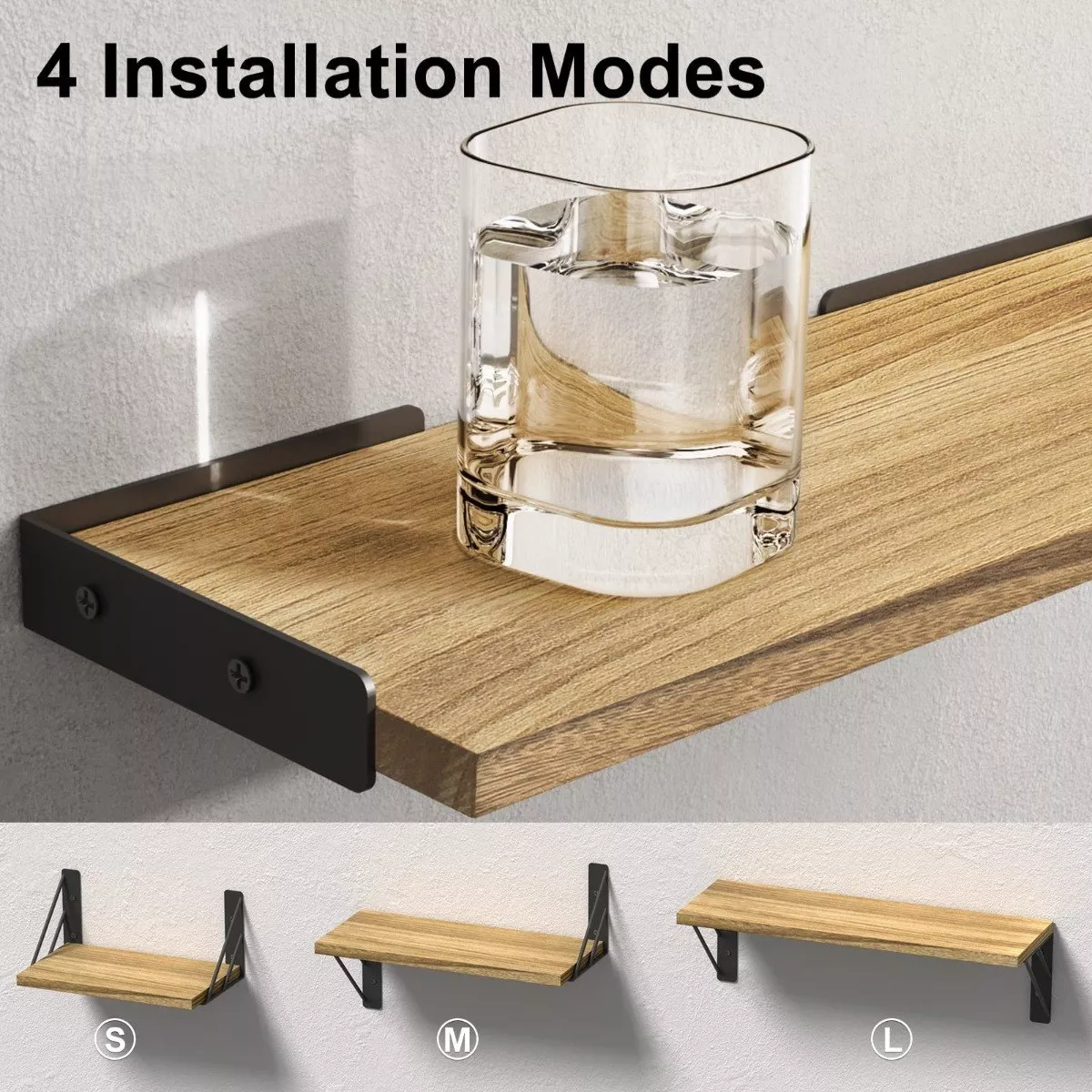 Foto 5 pulgar | Repisas Flotantes BELUG color Marrón Claro Minimalista para Decorar 3 Piezas