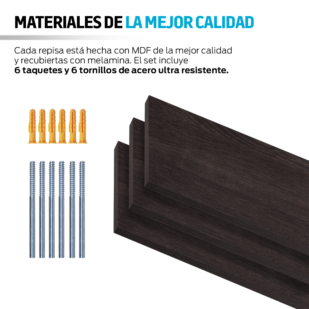 Foto 7 pulgar | Repisas Flotantes Modernas de Madera 3 Pz 30x15 Cm Redlemon color Marrón 83316-br