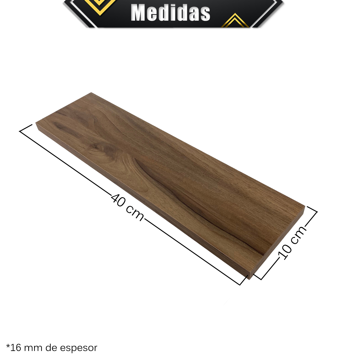 Foto 5 pulgar | 6 Repisas Flotantes Nogal 40 x 10 cm
