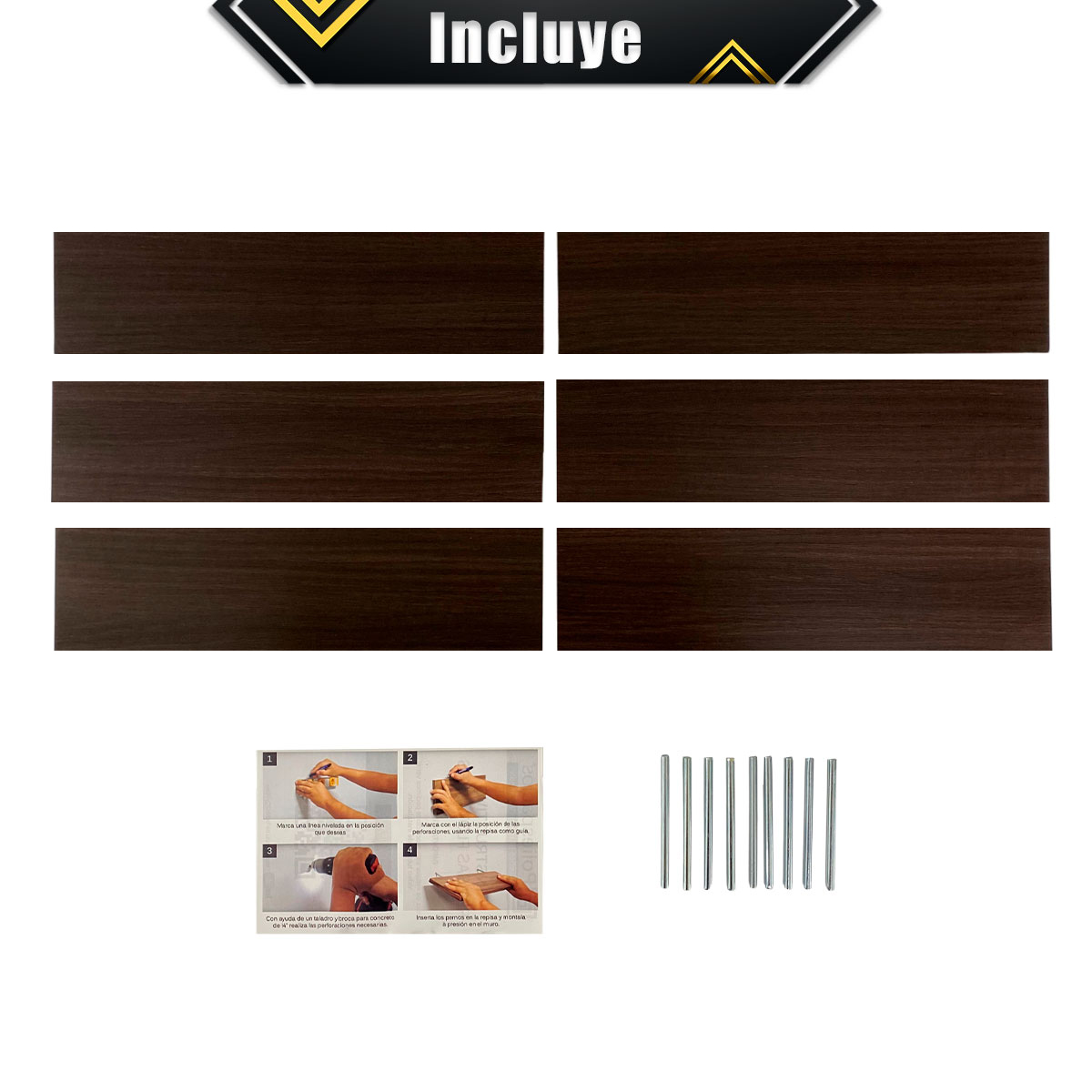 Foto 5 | Set 6 Repisas Flotantes Poliespacios R410S6-24 Marrones 40 x 10 cm