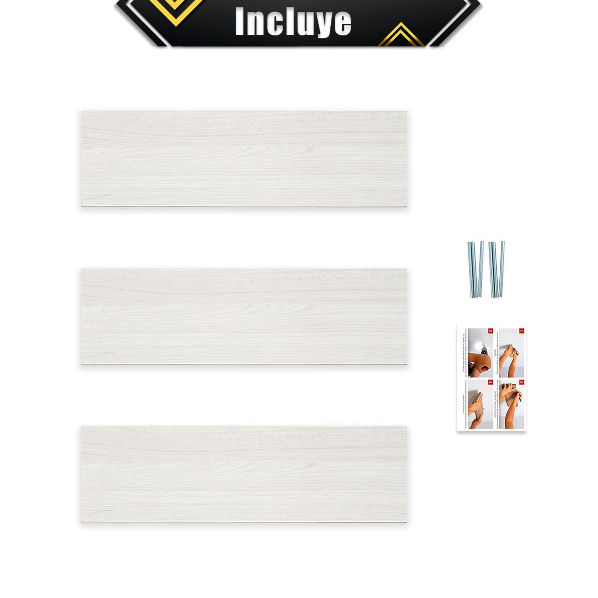Foto 7 | 3 Repisas Flotantes Poliespacios R50S3L-25 Blancas Minimalistas de Melamina 50 x 15 cm