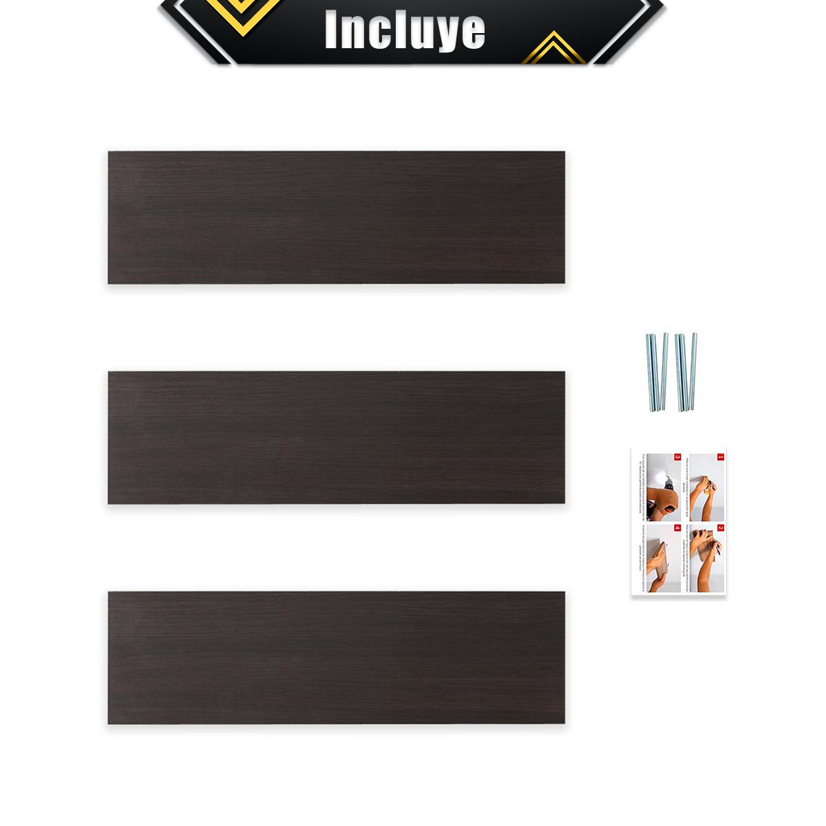 Foto 5 | 3 Repisas Flotantes Minimalistas Melamina Poliespacios R50S3L-24 Chocolate 50x15cm