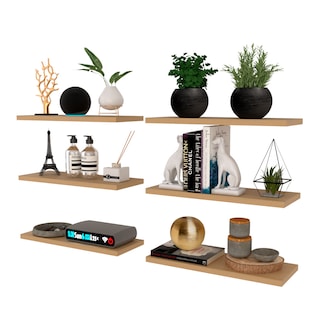 Foto 2 | 6 Repisas Estanteria Flotante Libros Madera Melamina Poliespacios R40s6-21 Roble Americano 40x15cm