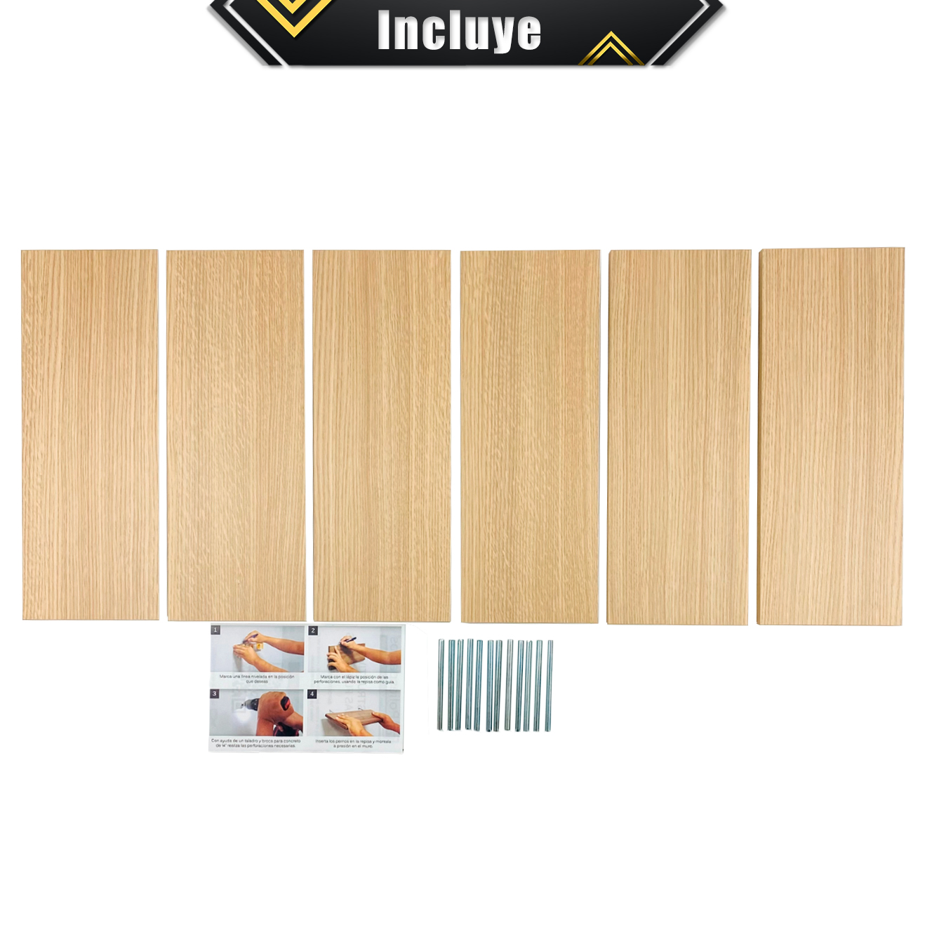 Foto 9 pulgar | 6 Repisas Estanteria Flotante Libros Madera Melamina Poliespacios R40s6-21 Roble Americano 40x15cm