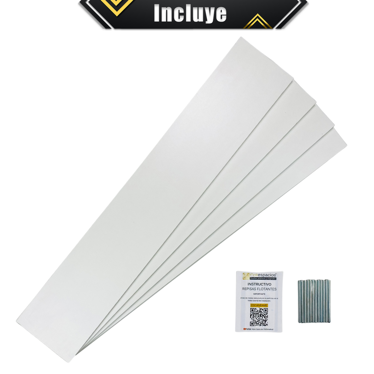 Foto 9 pulgar | 4 Repisas Estanteria Flotante Libros Madera Melamina Poliespacios R80s4-03 Blanco 80x15cm