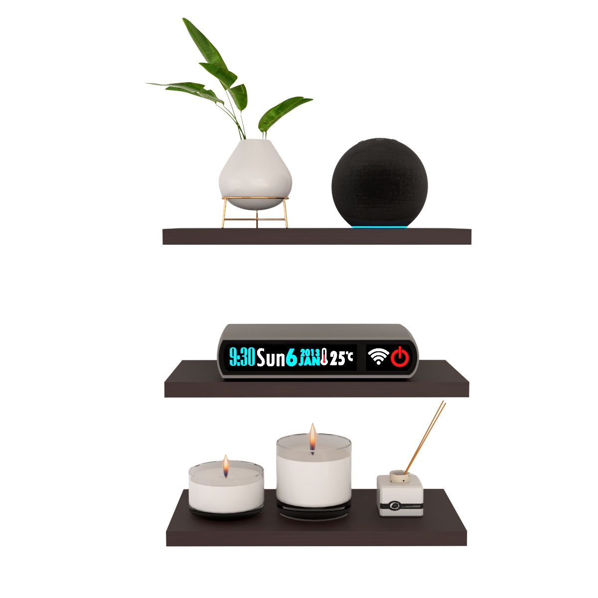 3 Repisas Estanteria Flotante Libros Madera Melamina Poliespacios R30set-24 Chocolate 30x15cm $399
