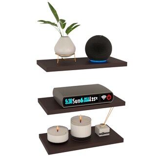 Foto 2 | 3 Repisas Estanteria Flotante Libros Madera Melamina Poliespacios R30set-24 Chocolate 30x15cm