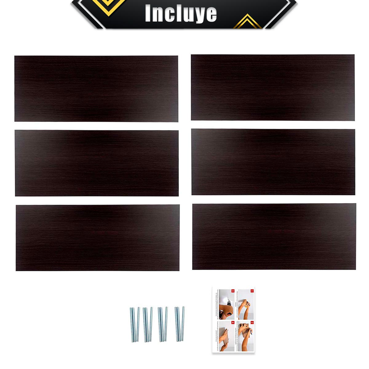 Foto 6 pulgar | 6 Repisas Estanteria Flotante Libros Madera Melamina Poliespacios R52s6-24 Chocolate 50x20cm