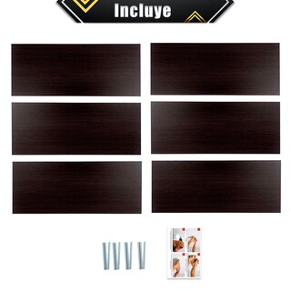 Foto 5 | 6 Repisas Estanteria Flotante Libros Madera Melamina Poliespacios R52s6-24 Chocolate 50x20cm