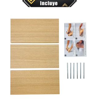 Foto 8 | 3 Repisas Estanteria Flotante Libros Madera Melamina Poliespacios R30s3-21 Roble Americano 30x15cm