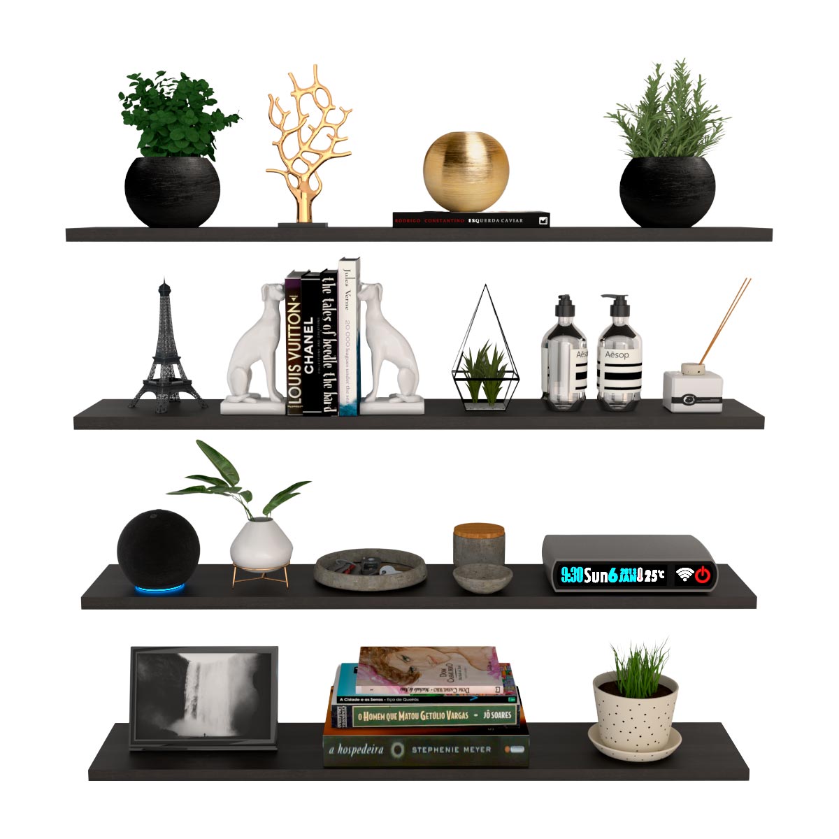 4 Repisas Estanteria Flotante Libros Madera Melamina Poliespacios R80s4-33 Espresso 80x15cm $499