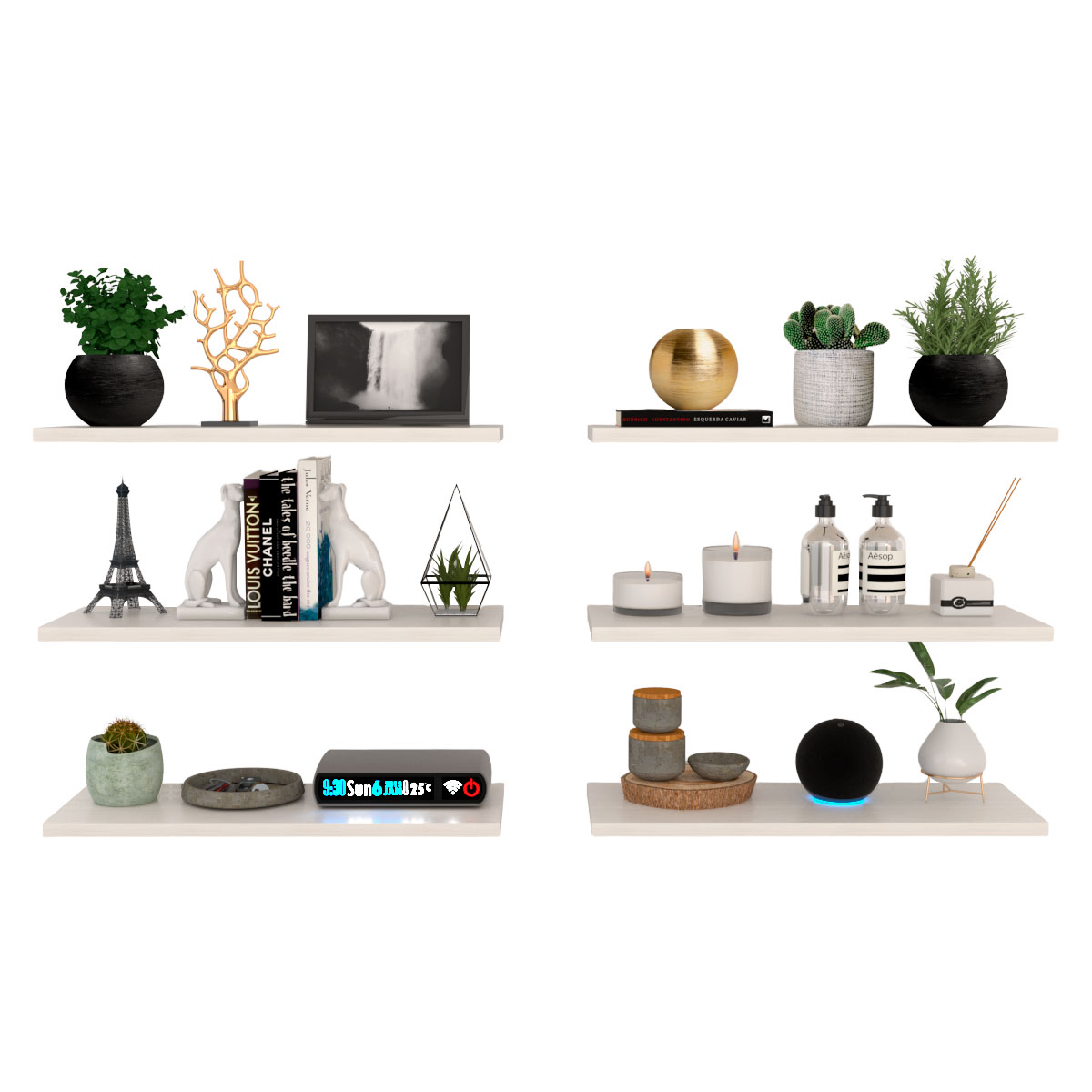 6 Repisas Estanteria Flotante Libros Madera Melamina Poliespacios R52s6-25 Teka Artico 50x20cm $599