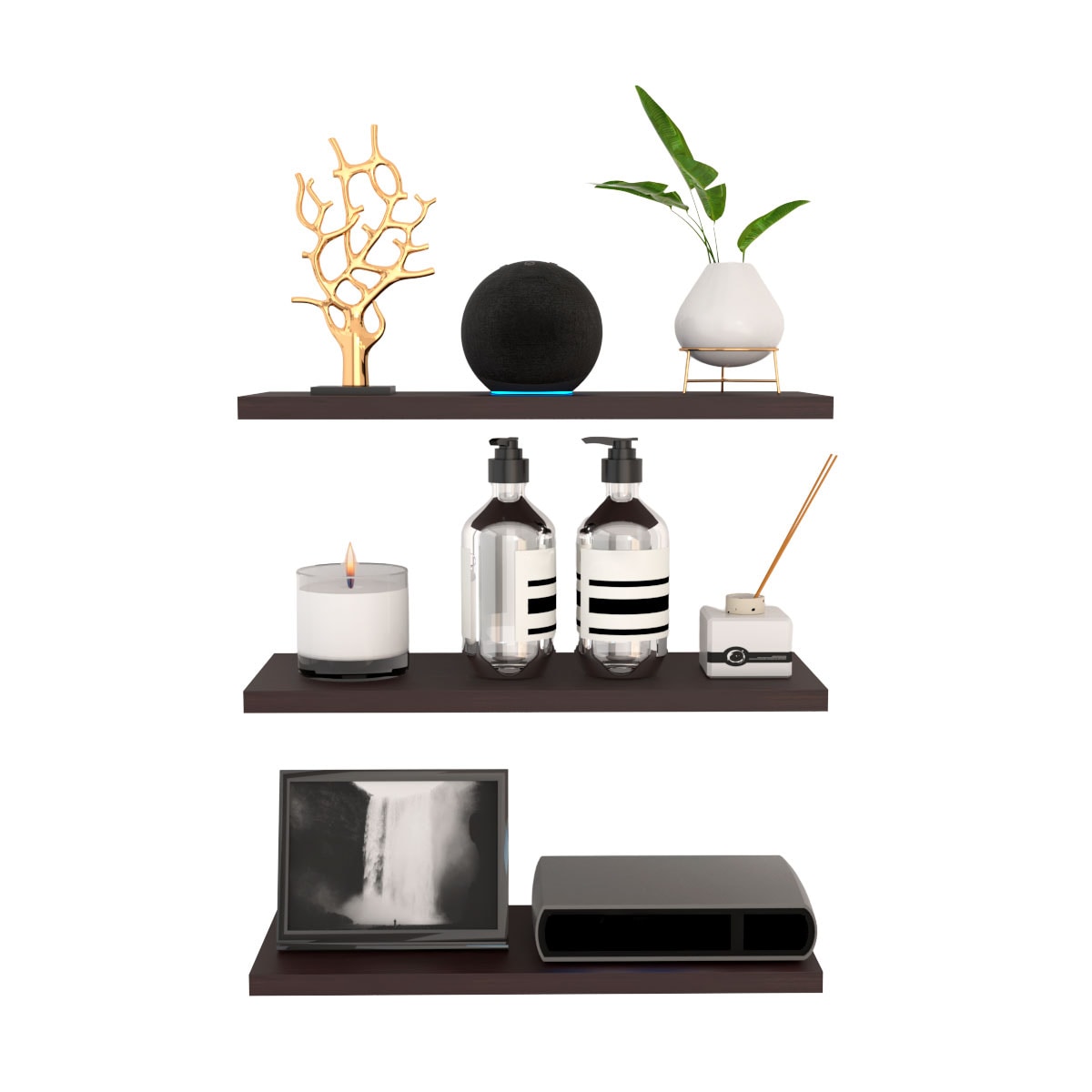 3 Repisas Estanteria Flotante Libros Madera Melamina Poliespacios R40set-24 Chocolate 40x15cm $399