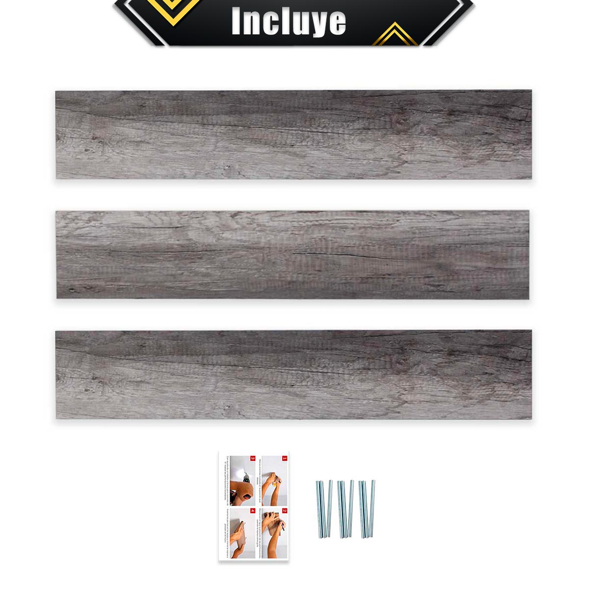 Foto 6 | 3 Repisas Estanteria Flotante Libros Madera Melamina Poliespacios R80s3-17 Lombardia 80x15cm