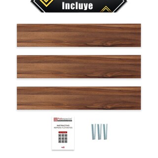 Foto 6 | 3 Repisas Estanteria Flotante Libros Madera Melamina Poliespacios R80s3-28 Nogal 80x15cm