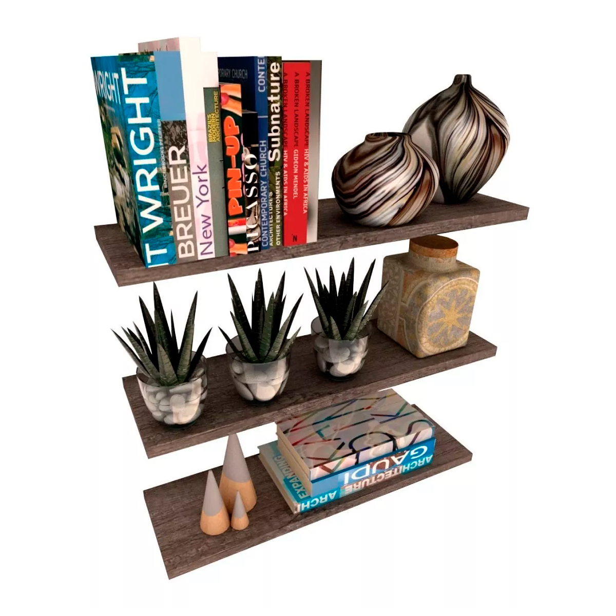 Foto 2 | 3 Repisas Estanteria Flotante Libros Madera Melamina Poliespacios R50set-17 Lombardia 50x15cm
