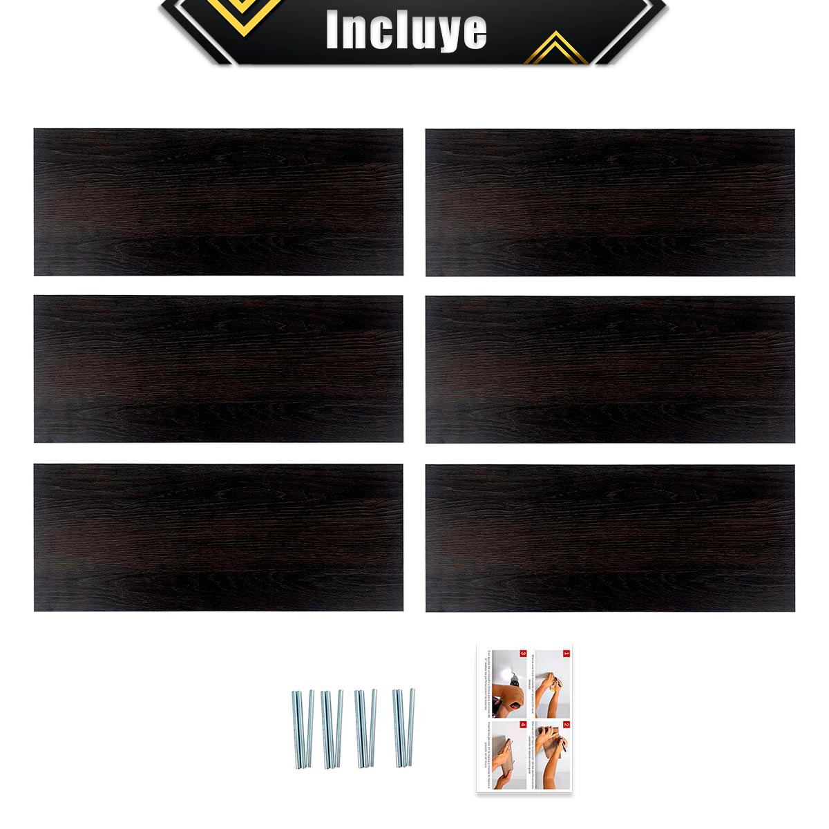 Foto 7 pulgar | 6 Repisas Estanteria Flotante Libros Madera Melamina Poliespacios R52s6-33 Espresso 50x20cm