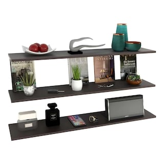Foto 2 | 3 Repisas Estanteria Flotante Libros Madera Melamina Poliespacios R82s3-24 Chocolate 80x20cm